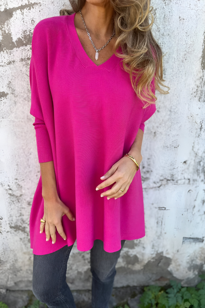 AMARA | Zachte Oversized Trui met V-hals – Stijl en Comfort in Één