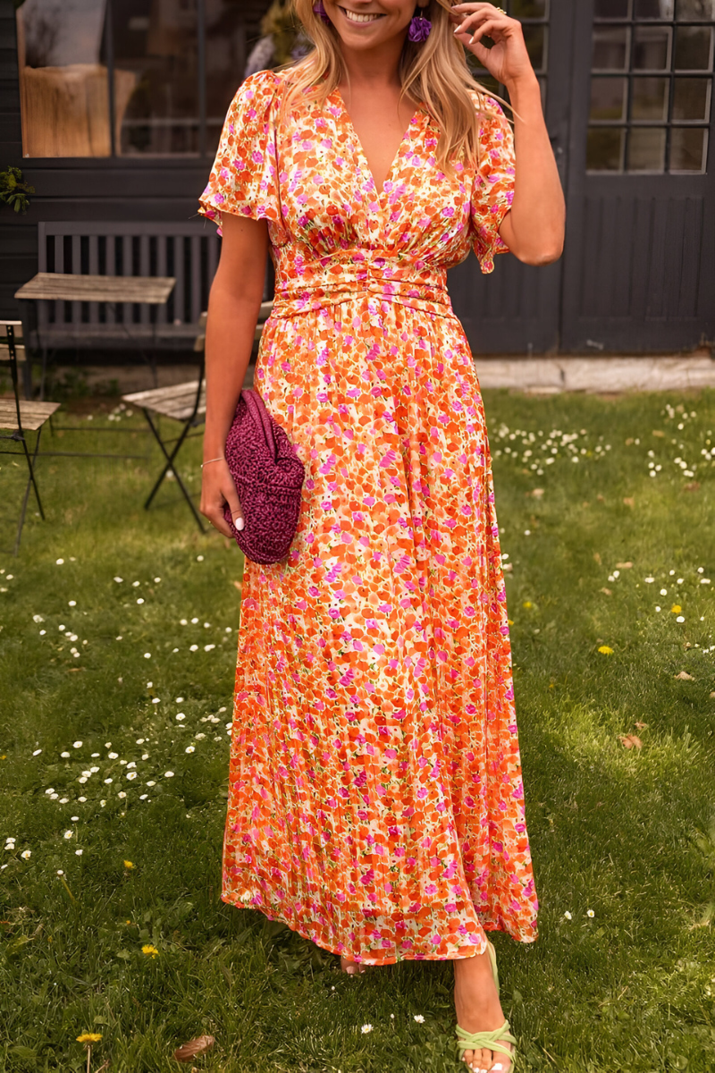 VEONA | V-hals Maxi-jurk