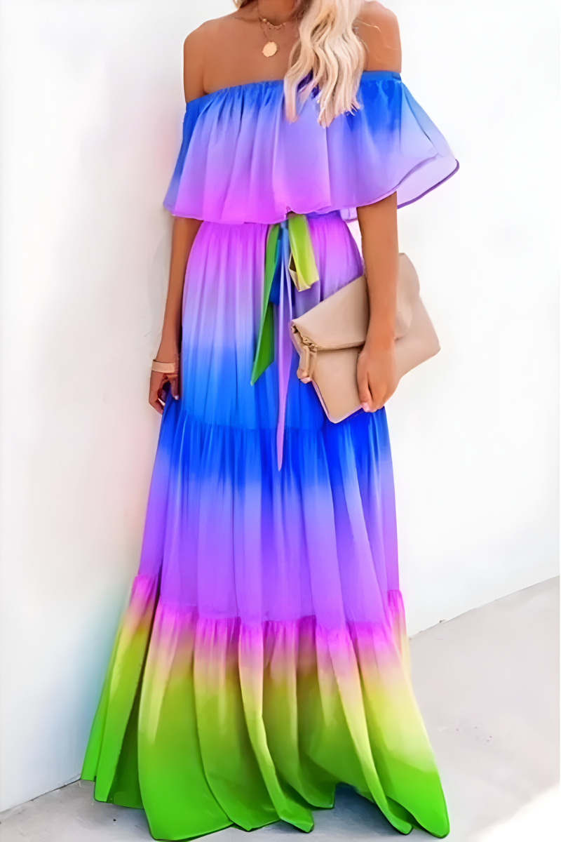 Islara DOT DRESS – Plus size off-shoulder zomerjurk met stippen