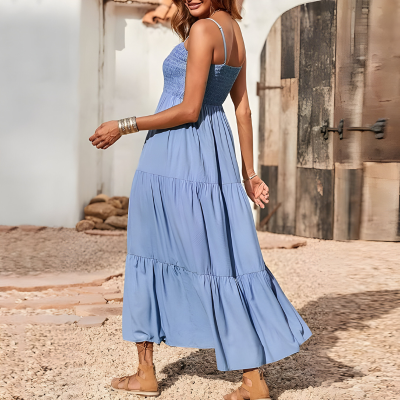 YARA SMOCKED MIDI – Luchtige Midi-jurk