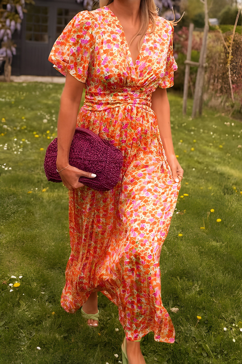 VEONA | V-hals Maxi-jurk