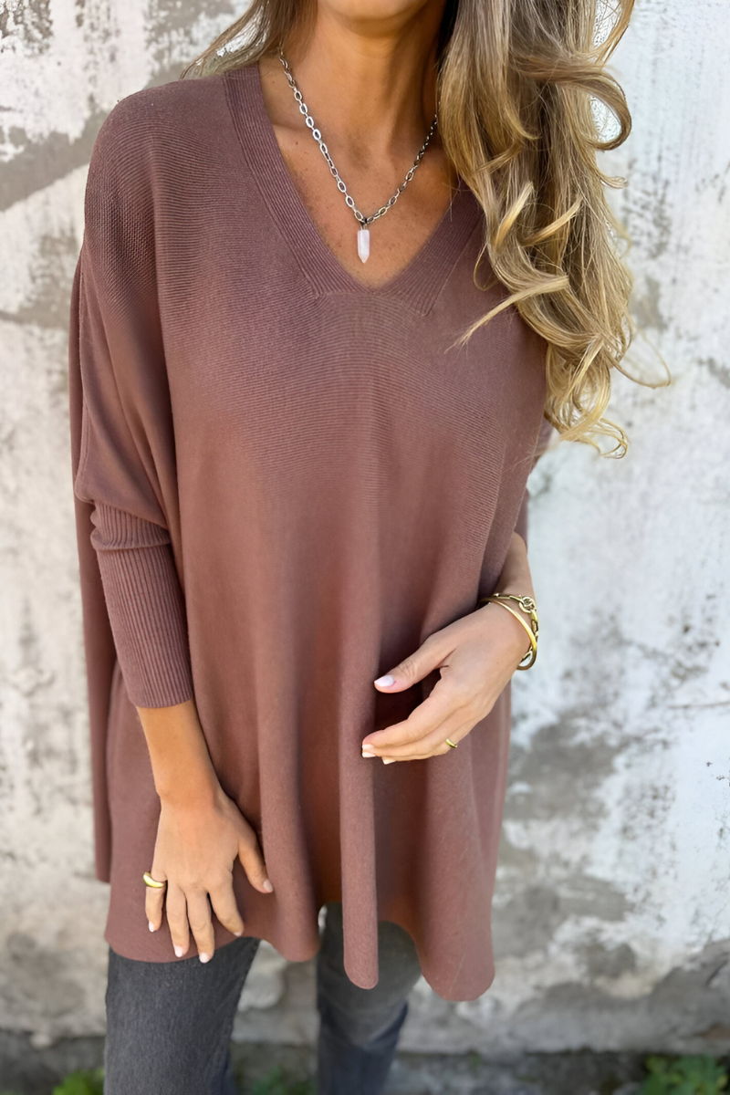 AMARA | Zachte Oversized Trui met V-hals – Stijl en Comfort in Één