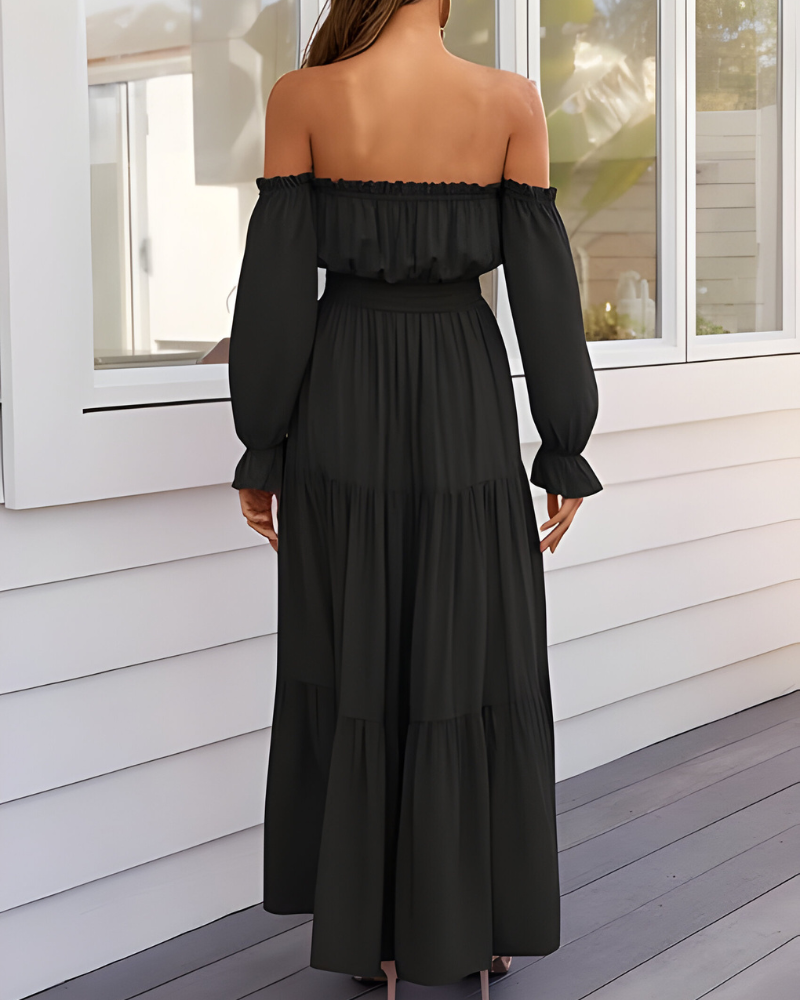 ELLARIA OFF-SHOULDER SLIT – Maxi-jurk
