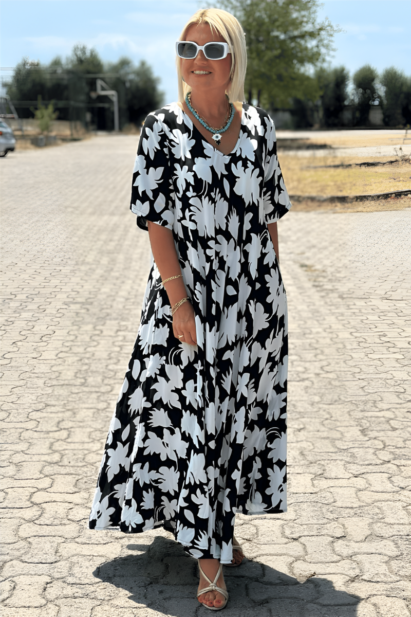CLAIRELIA | Casual Bloemen V-hals Jurk