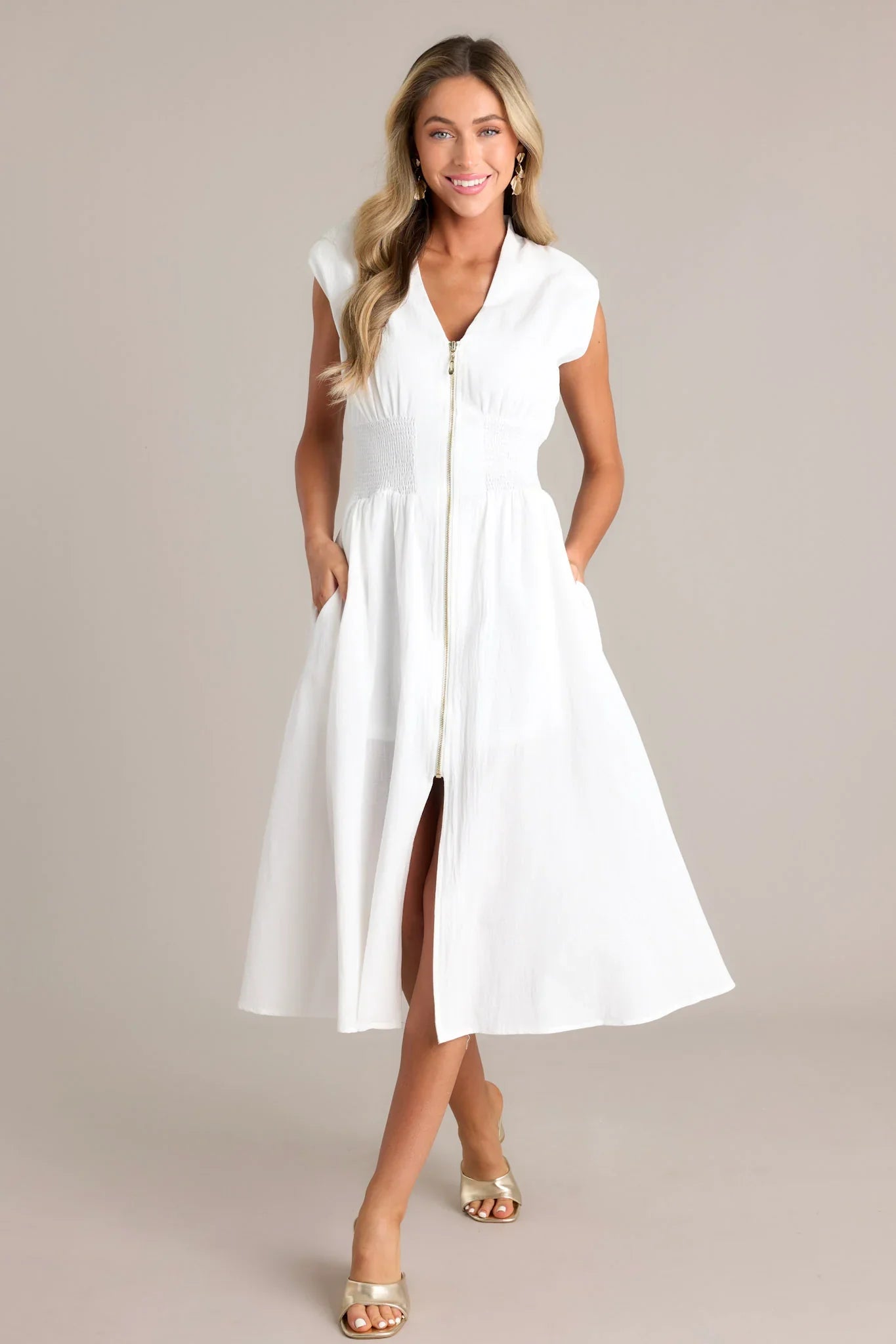 ELLARIA ZIP SLIT – Elegante Midi-jurk
