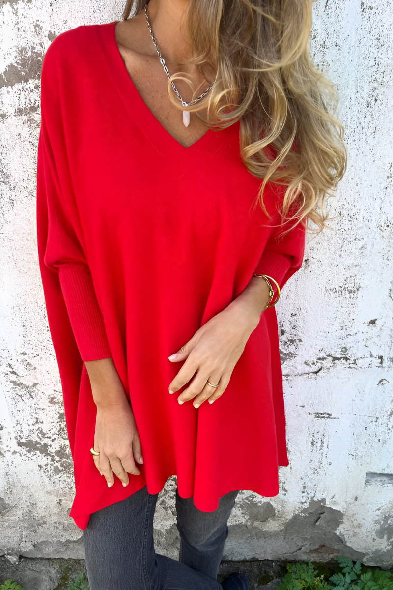 AMARA | Zachte Oversized Trui met V-hals – Stijl en Comfort in Één