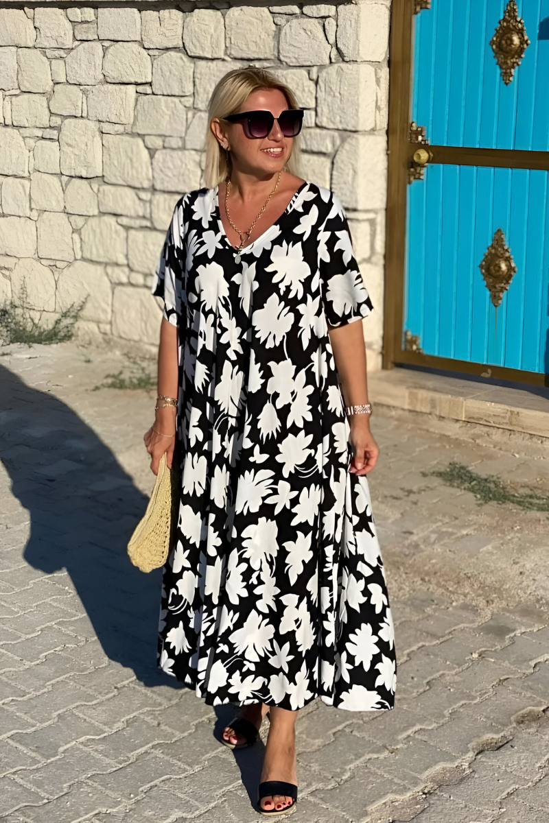 CLAIRELIA | Casual Bloemen V-hals Jurk