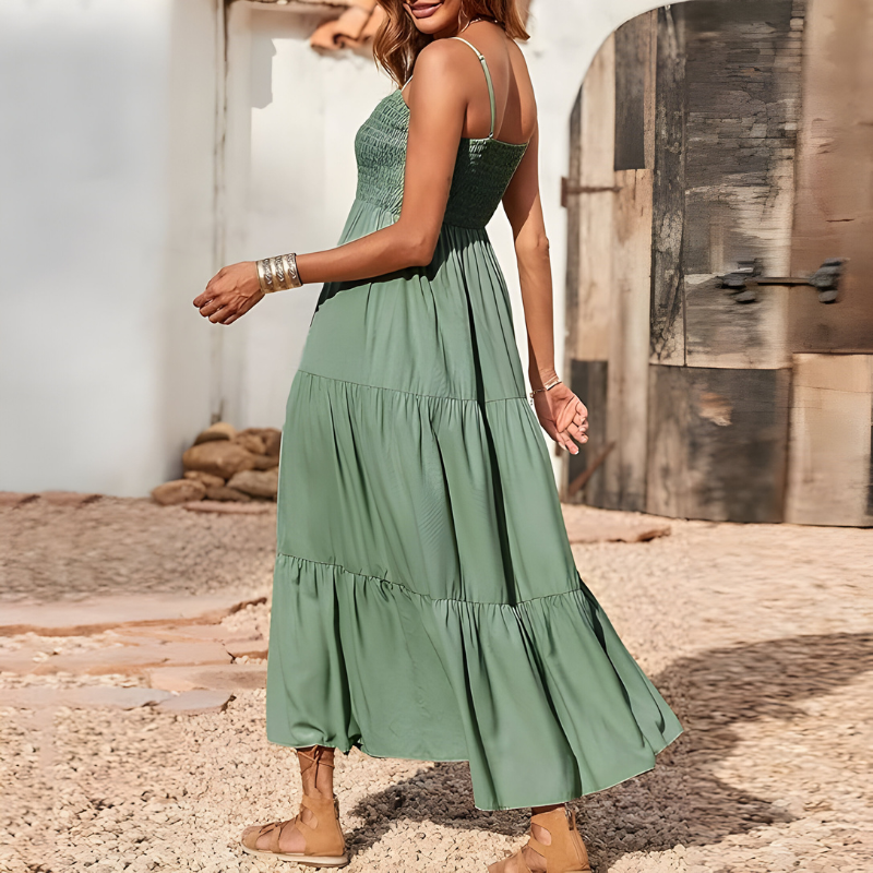 YARA SMOCKED MIDI – Luchtige Midi-jurk