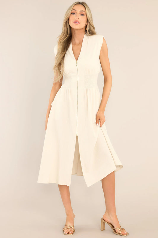 ELLARIA ZIP SLIT – Elegante Midi-jurk