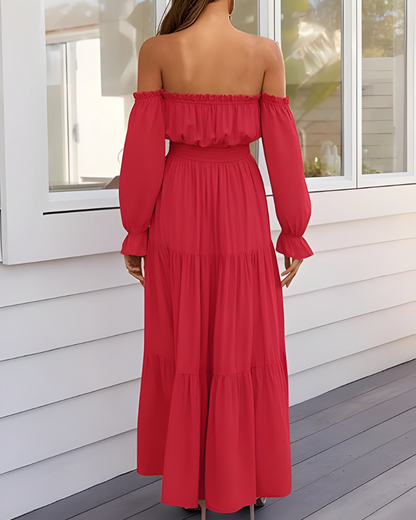 ELLARIA OFF-SHOULDER SLIT – Maxi-jurk