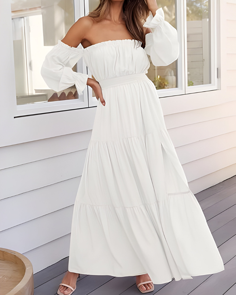 ELLARIA OFF-SHOULDER SLIT – Maxi-jurk