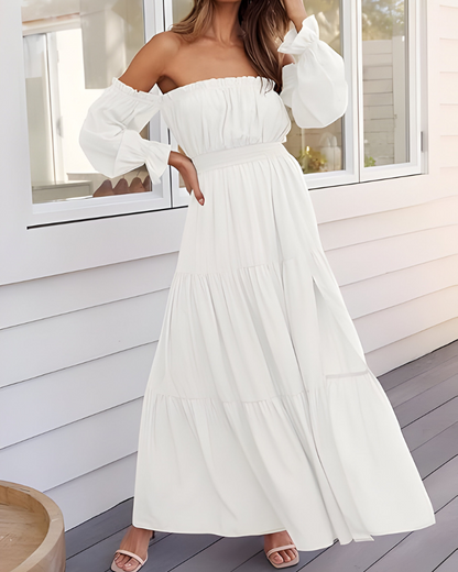 ELLARIA OFF-SHOULDER SLIT – Maxi-jurk