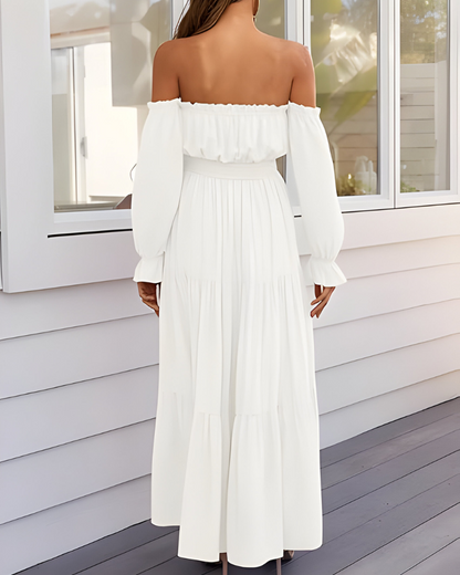 ELLARIA OFF-SHOULDER SLIT – Maxi-jurk