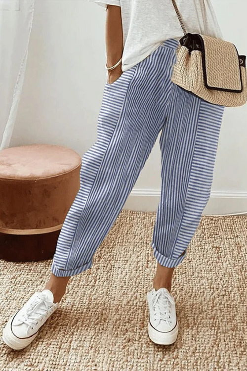 CAVANA | Casual Gestreepte Relaxte Broek