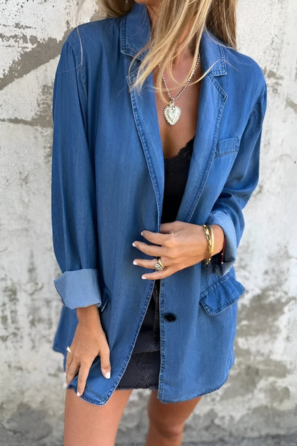 VERA | Denim-Look Oversized Hemd – Tijdloze Stijl voor Elke Gelegenheid