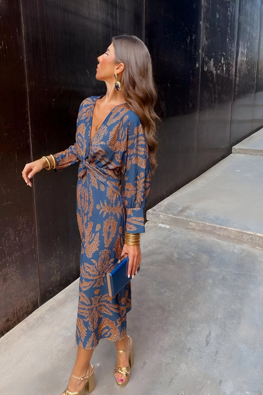CLAIRELIA | Luxe Maxi-jurk met Gedraaide Voorkant