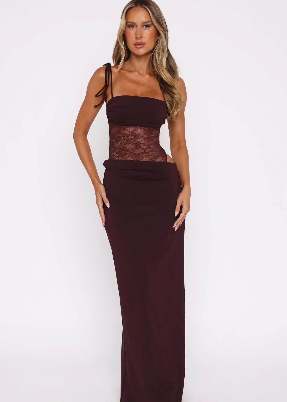 VEONA  | Maxi Jurk met Elegante Mesh Details