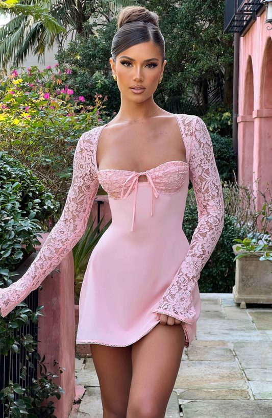 VEONA | Elegante Mini-jurk met Kantmouwen