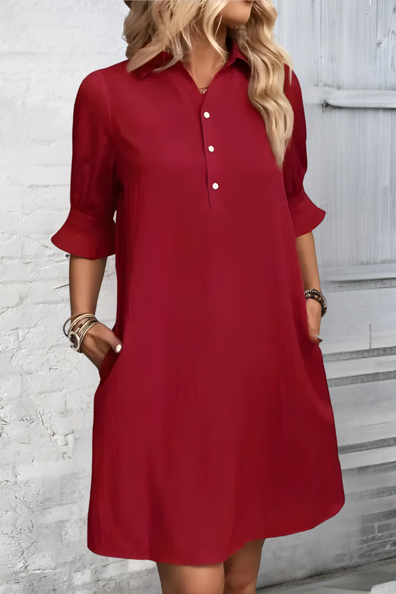 Islara SHIRT DRESS – Casual overhemdjurk met knopen en kraag
