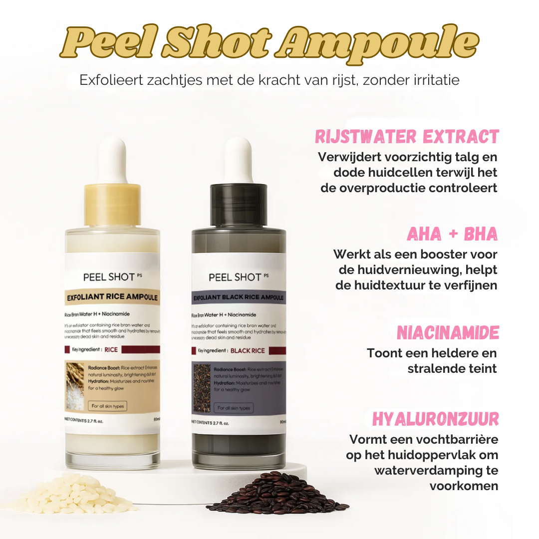 White & Black Rice Peel Shots – Verjongende Huidtransformatie