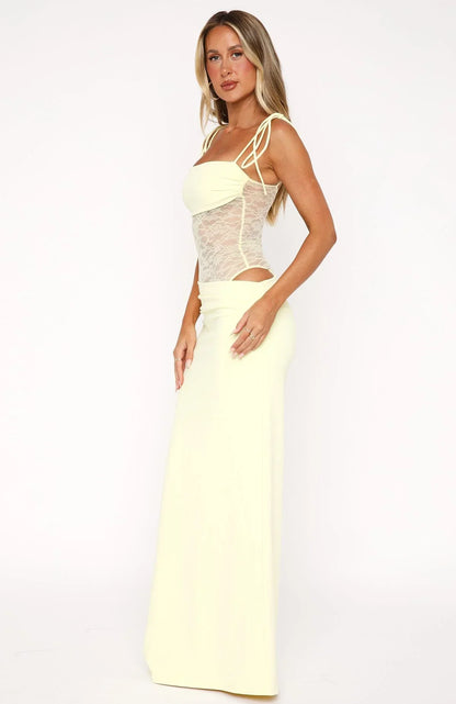 VEONA  | Maxi Jurk met Elegante Mesh Details