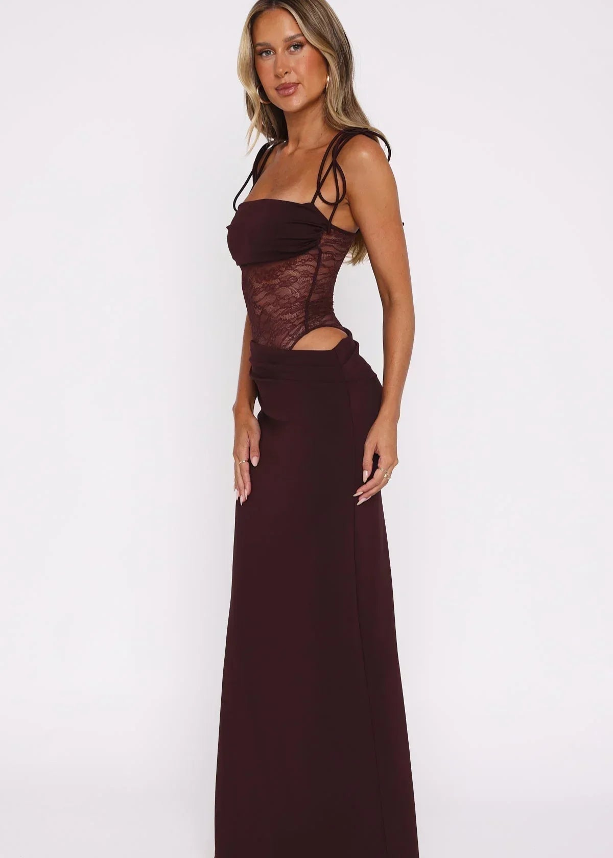 VEONA  | Maxi Jurk met Elegante Mesh Details