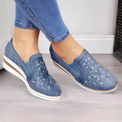 STRIDIA FLEX | Orthopedische Sleehak Loafers met Strass-steentjes