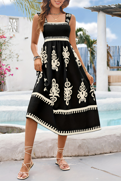 SOLEIA | Boho Elastische Maxijurk met Brede Banden – Zomers & Luchtig Design
