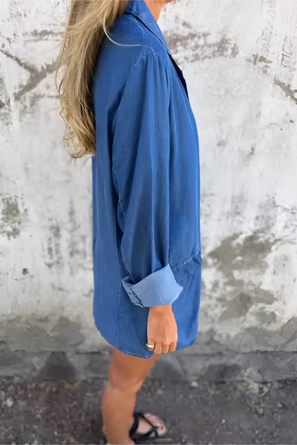 VERA | Denim-Look Oversized Hemd – Tijdloze Stijl voor Elke Gelegenheid