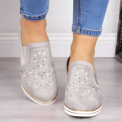 STRIDIA FLEX | Orthopedische Sleehak Loafers met Strass-steentjes