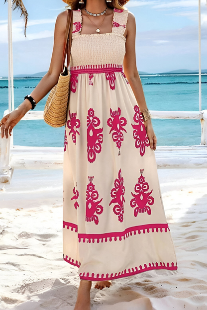 SOLEIA | Boho Elastische Maxijurk met Brede Banden – Zomers & Luchtig Design