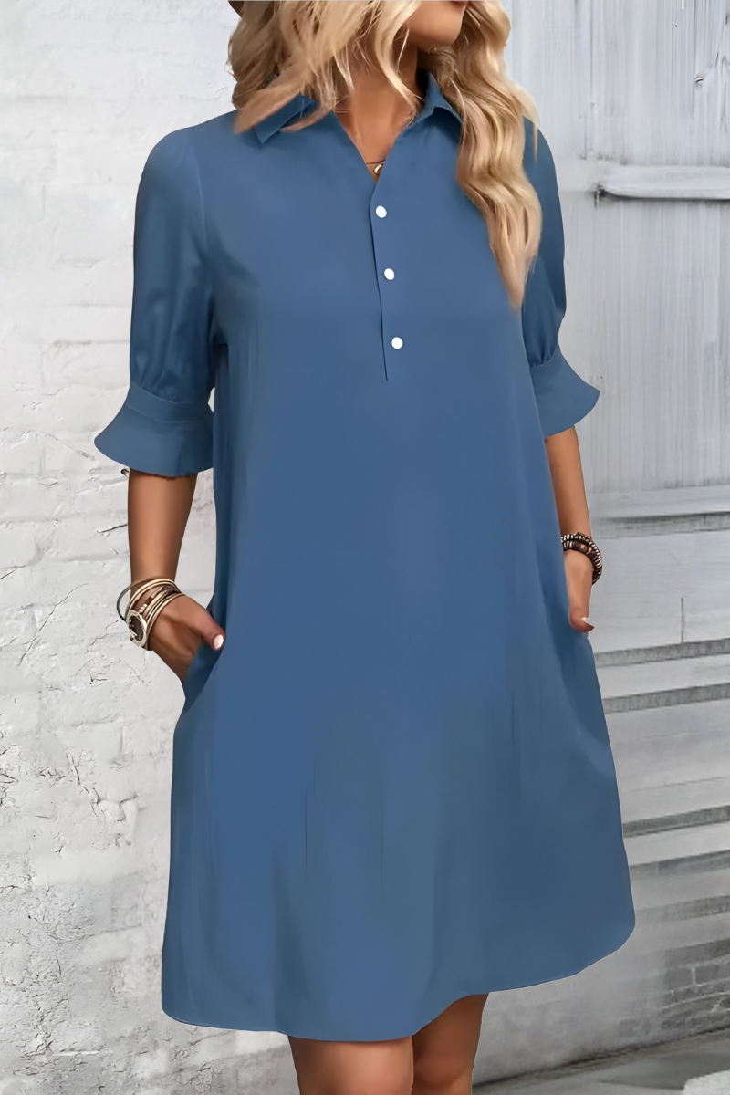 Islara SHIRT DRESS – Casual overhemdjurk met knopen en kraag