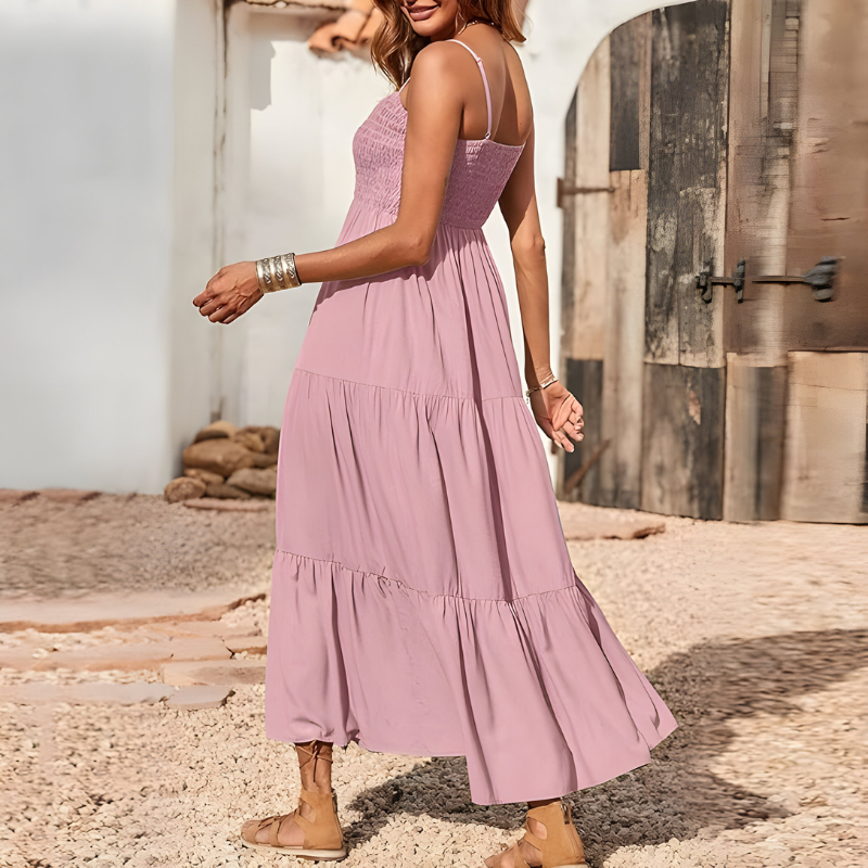 YARA SMOCKED MIDI – Luchtige Midi-jurk