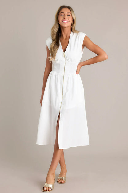 ELLARIA ZIP SLIT – Elegante Midi-jurk