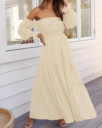 ELLARIA OFF-SHOULDER SLIT – Maxi-jurk