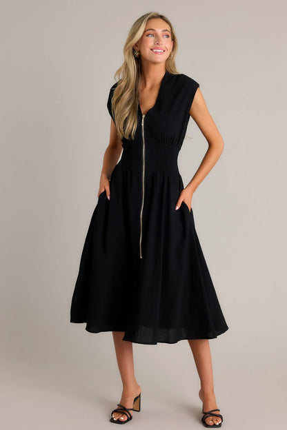 ELLARIA ZIP SLIT – Elegante Midi-jurk