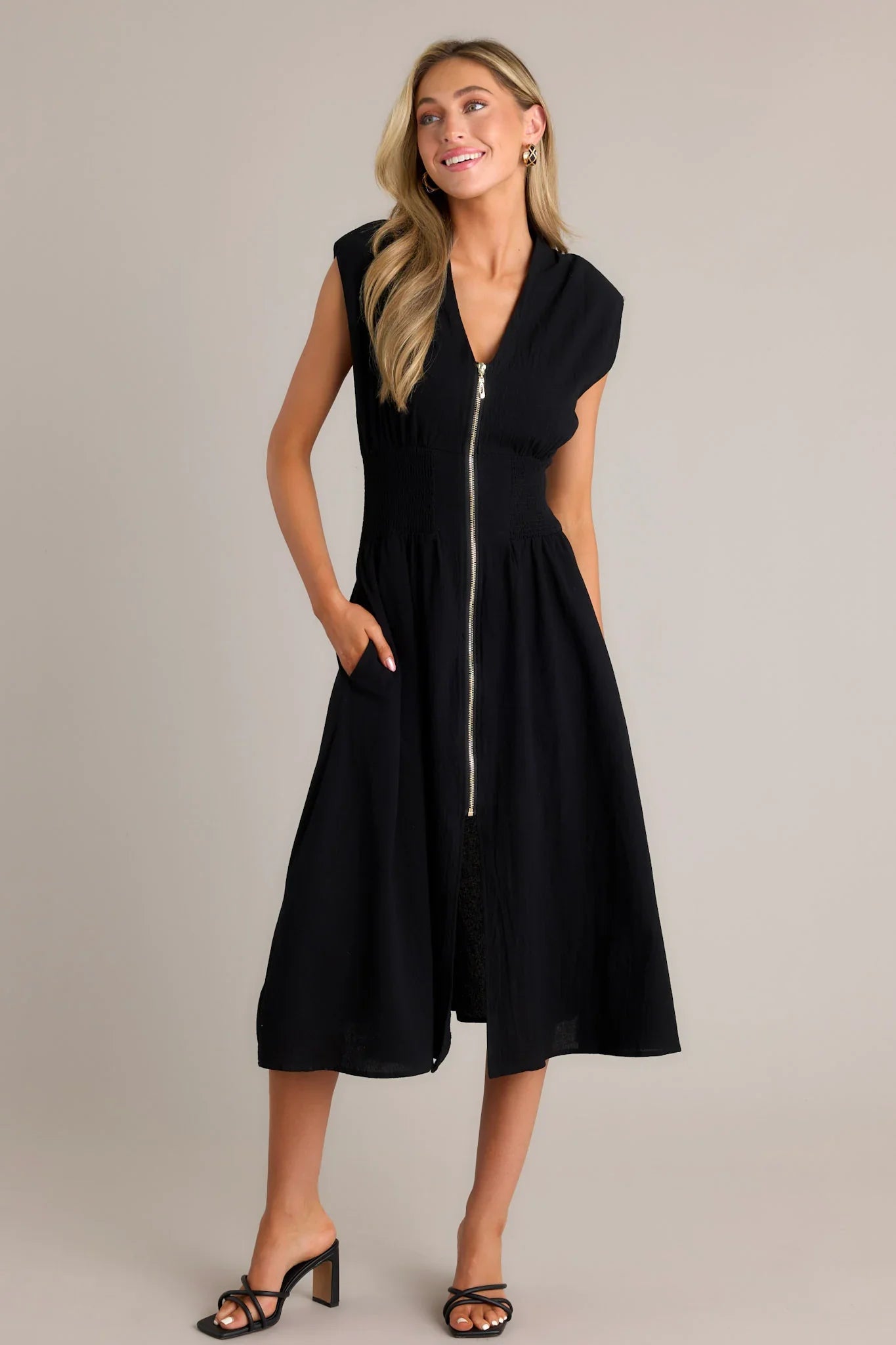 ELLARIA ZIP SLIT – Elegante Midi-jurk