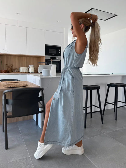 SÔL STUDIO Maxi Denim Jurk