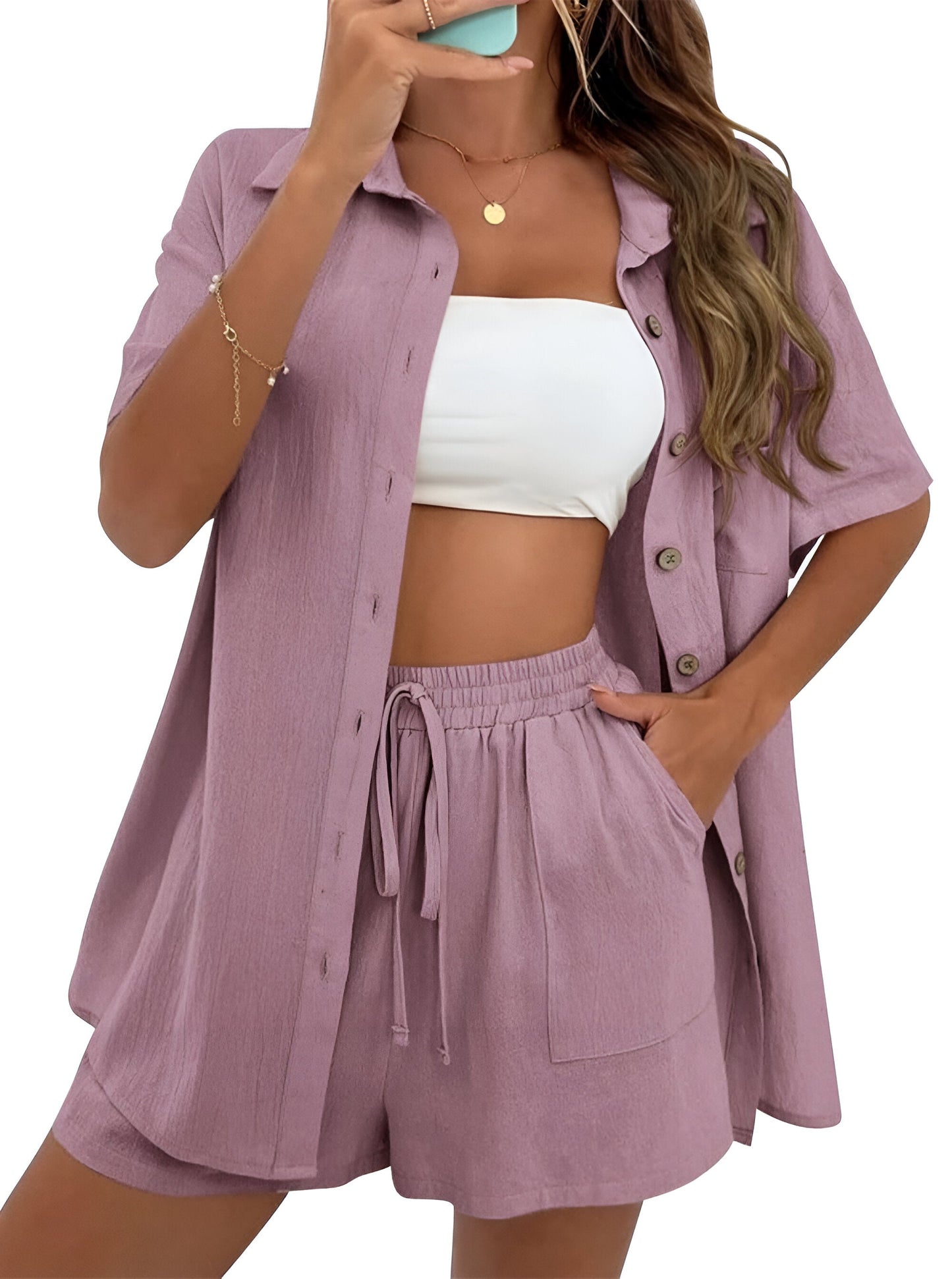 MIRELLE | Luftiges Co-ord Set mit Bluse &amp; Shorts