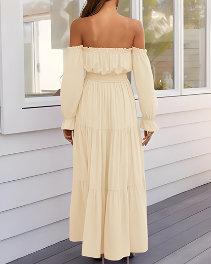 ELLARIA OFF-SHOULDER SLIT – Maxi-jurk
