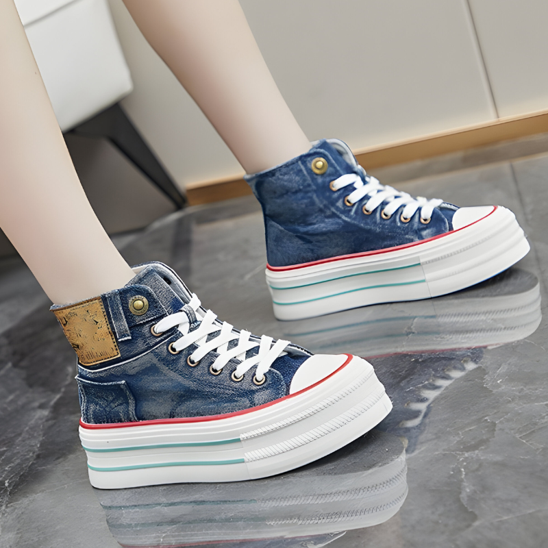 STRIDIA SNEAKERS | Orthopedische Hoge Sneakers met spijkerstof