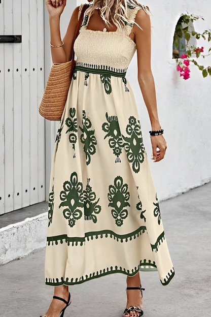 SOLEIA | Boho Elastische Maxijurk met Brede Banden – Zomers & Luchtig Design