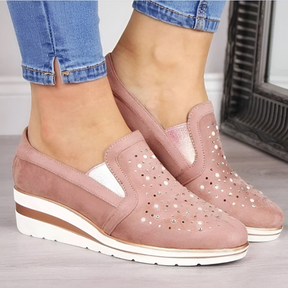 STRIDIA FLEX | Orthopedische Sleehak Loafers met Strass-steentjes