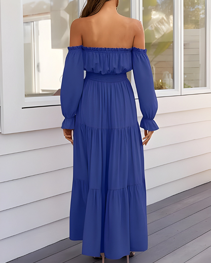ELLARIA OFF-SHOULDER SLIT – Maxi-jurk