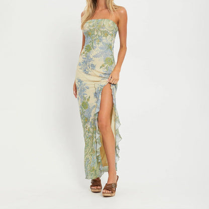 MIRELLE | Zachte Bloemen Strapless Jurk
