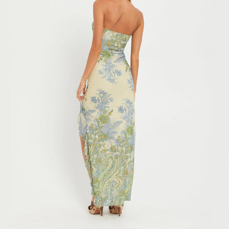 MIRELLE | Zachte Bloemen Strapless Jurk