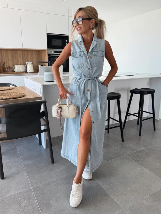 SÔL STUDIO Maxi Denim Jurk