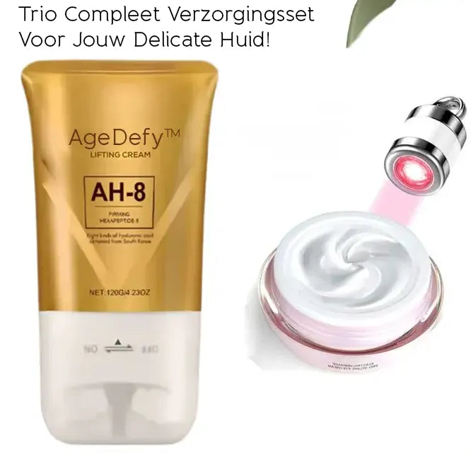 AgeDefy™ Trio Verjüngendes Hals- und Augenpflegeset mit Rotlichttherapie 