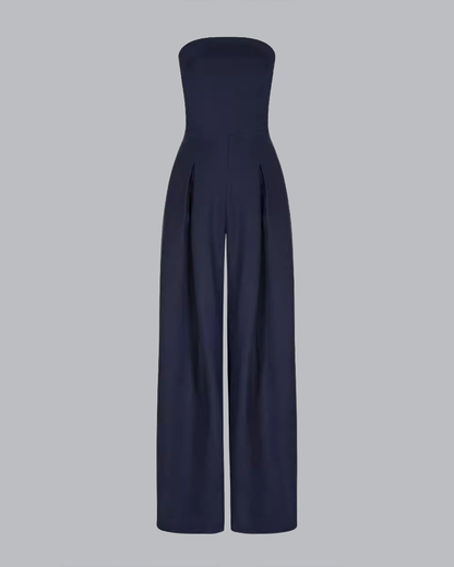 LIORA | Strapless Jumpsuit met Wijde Pijpen