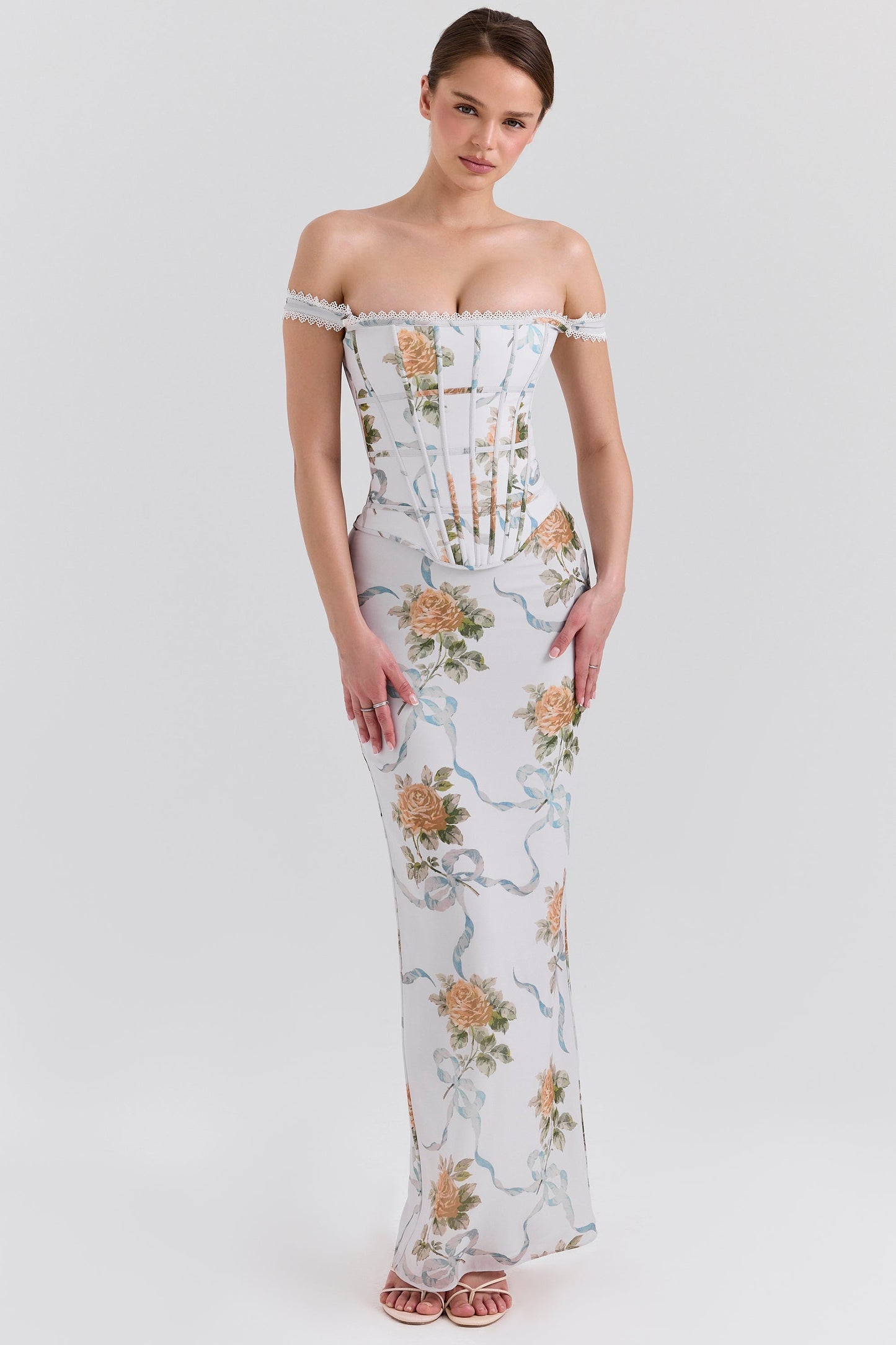 ARIELLE  | Maxi-jurk met Vintageprint en Korset